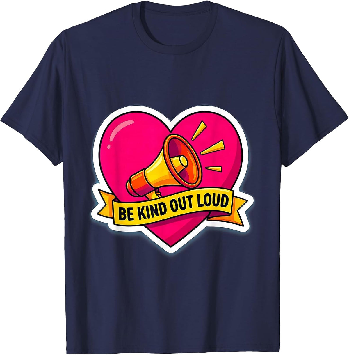 Be Kind Out Loud Positivity and Kindness Design T-Shirt - Navy Blue