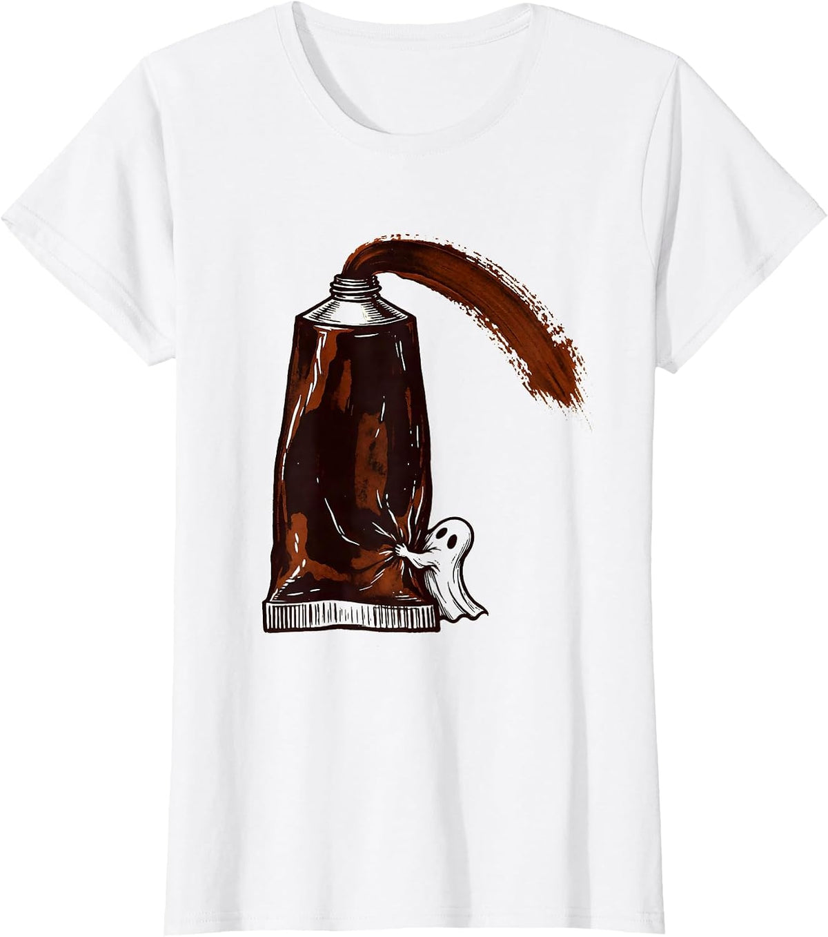 Oversized Paint Tube Ghost Art Teacher Halloween T-Shirt - White