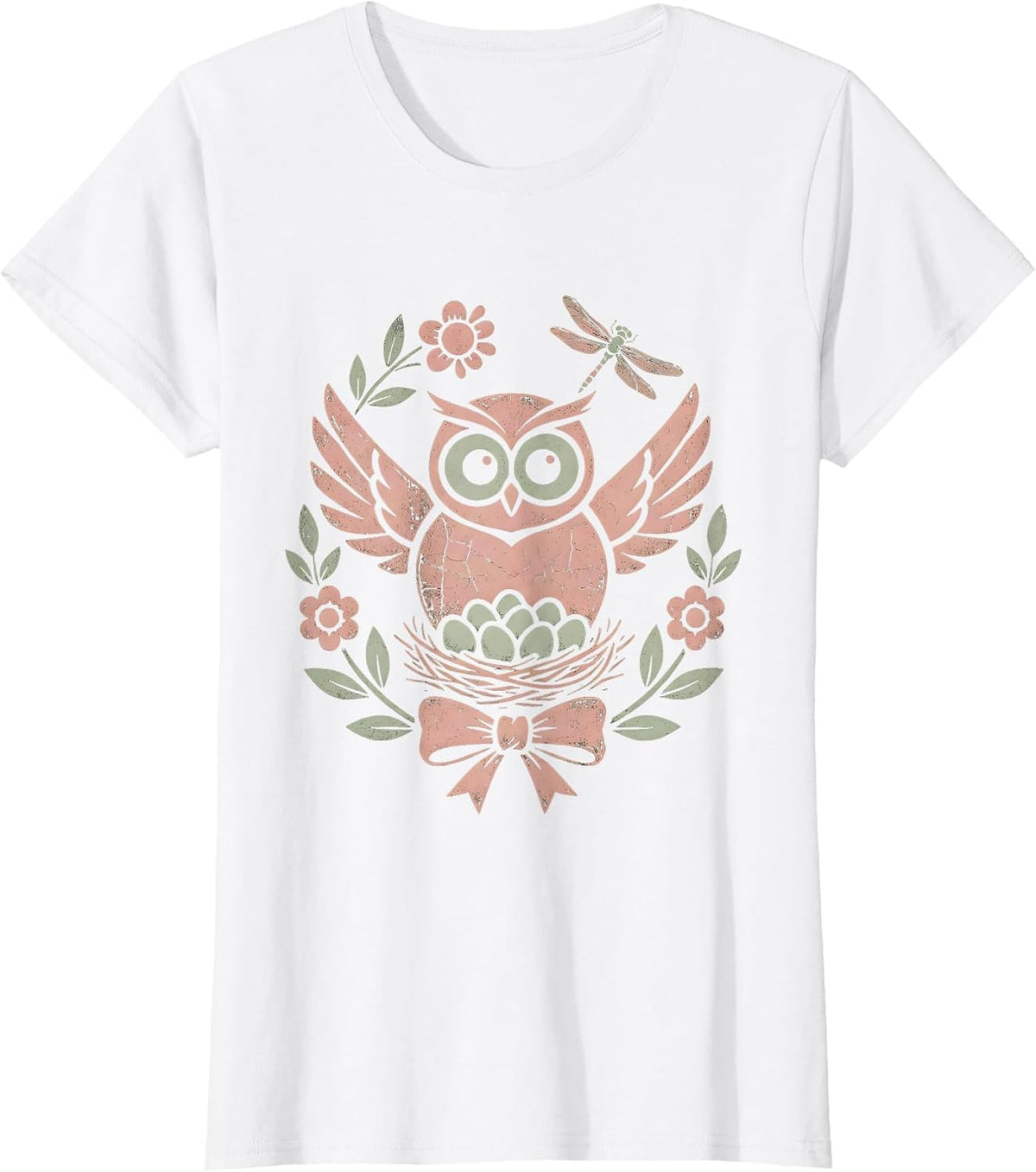 Women's Mother Owl Watching Over Nest at Night T-Shirt - White