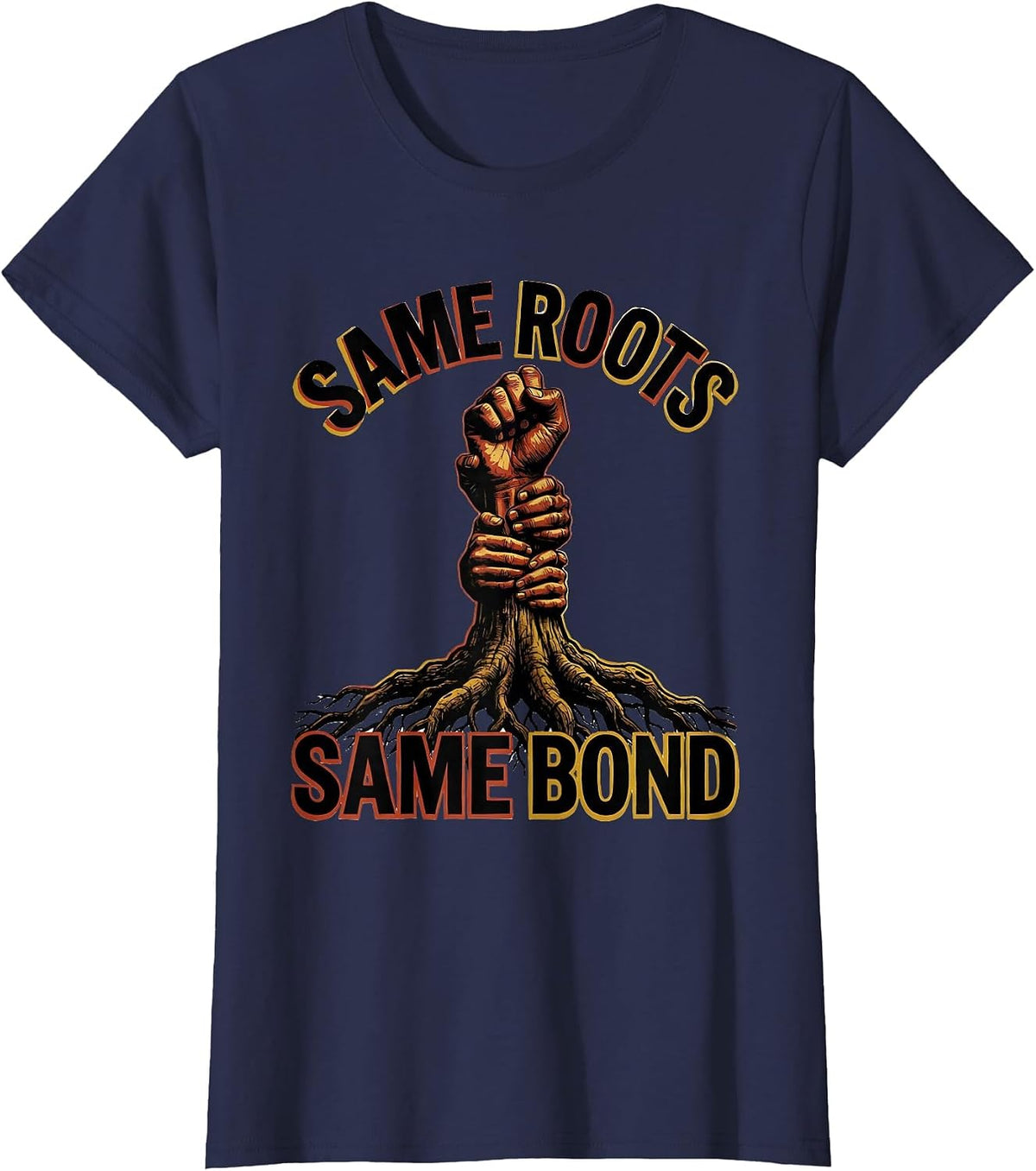Women's Same Roots Same Bond Family Reunion Matching Group Sentiment T-Shirt - Navy Blue