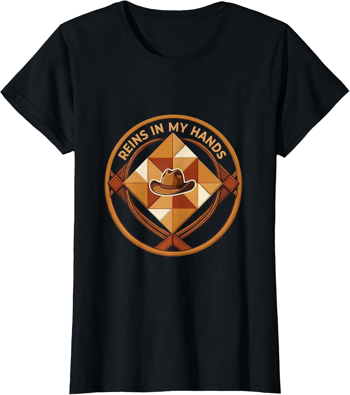 Reins In My Hands Cowgirl Western Design T-Shirt - Black