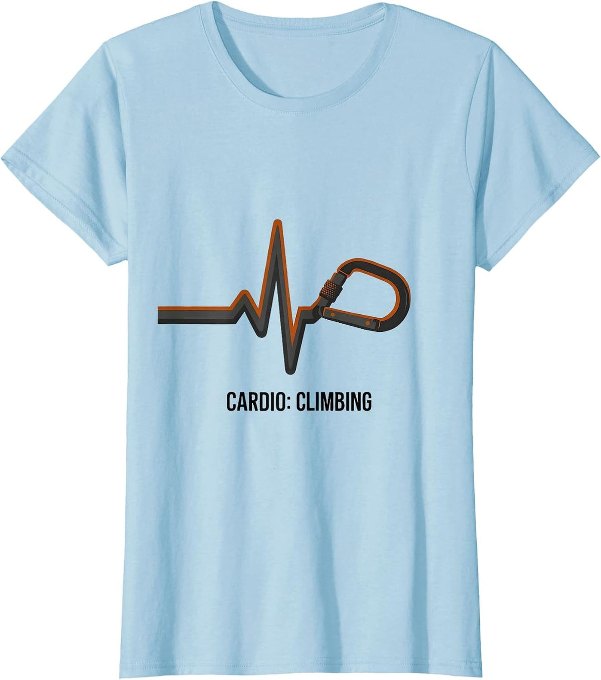 Women's Cardio: Climbing Minimalist Hobby Heartbeat EKG Passion Icon T-Shirt - Baby Blue