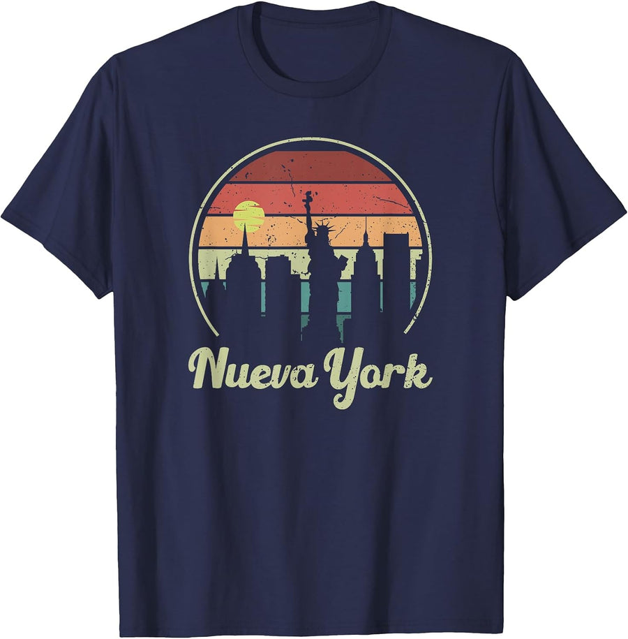 Nueva York New York Retro Style Vintage Spanish T-Shirt - Navy Blue
