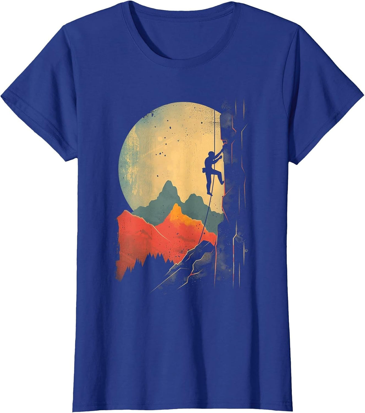 Rock Climbing Bouldering Vintage Mountain Climber T-Shirt - Royal Blue