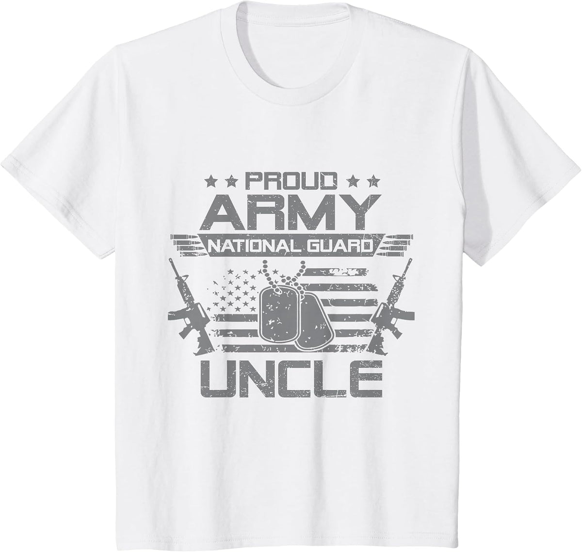 Proud Army National Guard Uncle Flag USA Military Veteran T-Shirt - White
