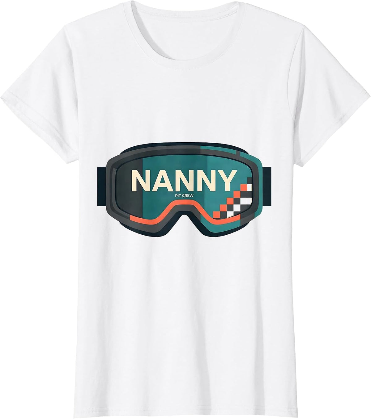 Nanny Pit Crew Midcentury Modern Race Car Birthday Family T-Shirt - White