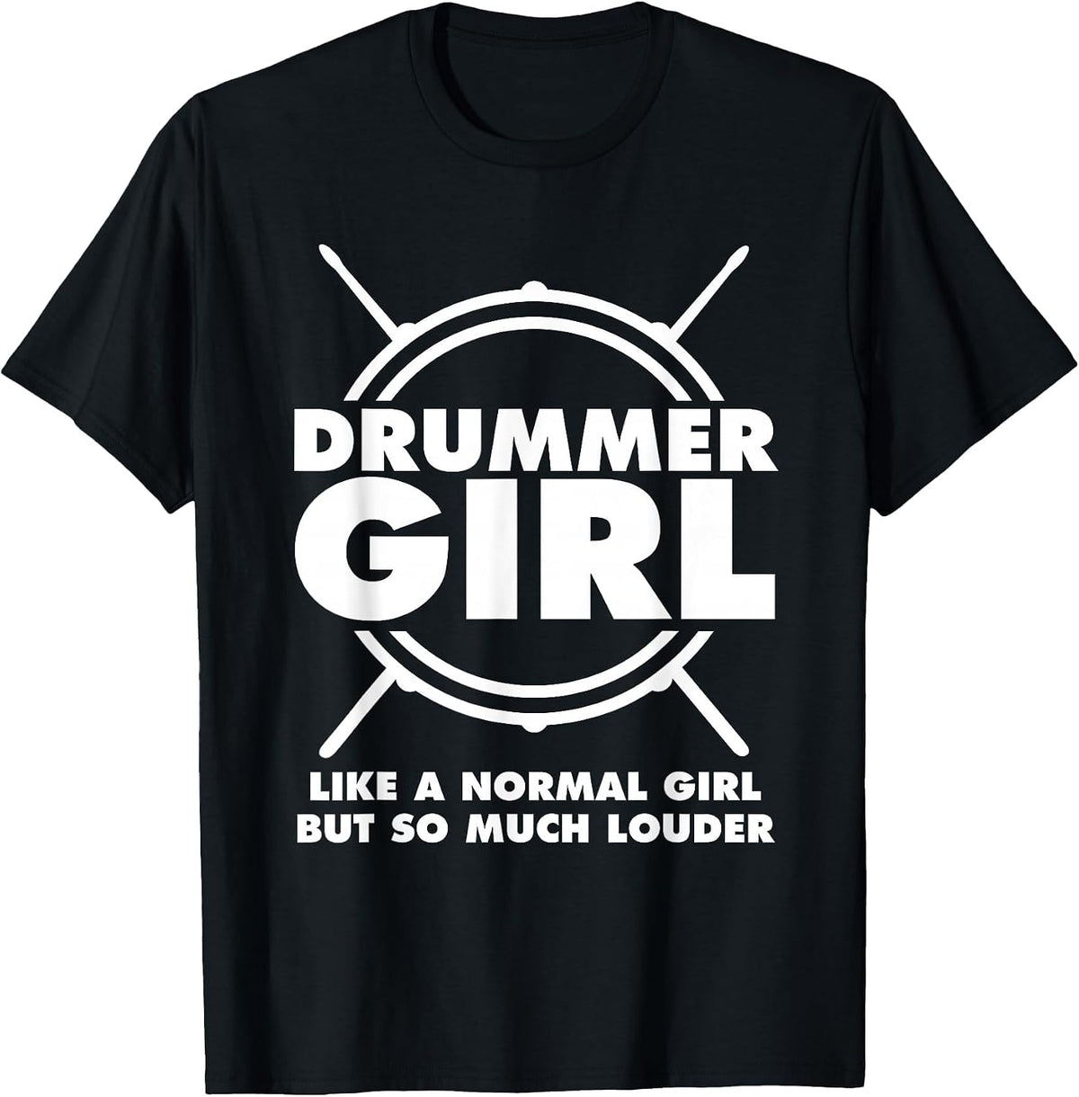 Funny Drummer Art for Girls Women Drumming Drum Set Drummer T-Shirt - Black