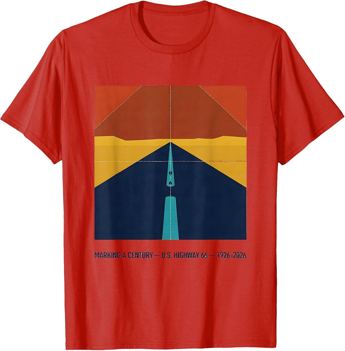 Men's Marking A Century — U.S. Highway 66 — 1926-2026 Vintage T-Shirt - Red