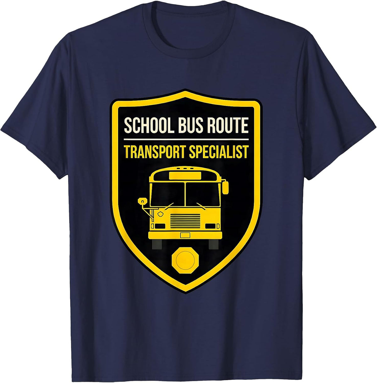 Men's School Bus Route Transport Specialist Funny School Bus T-Shirt - Navy Blue