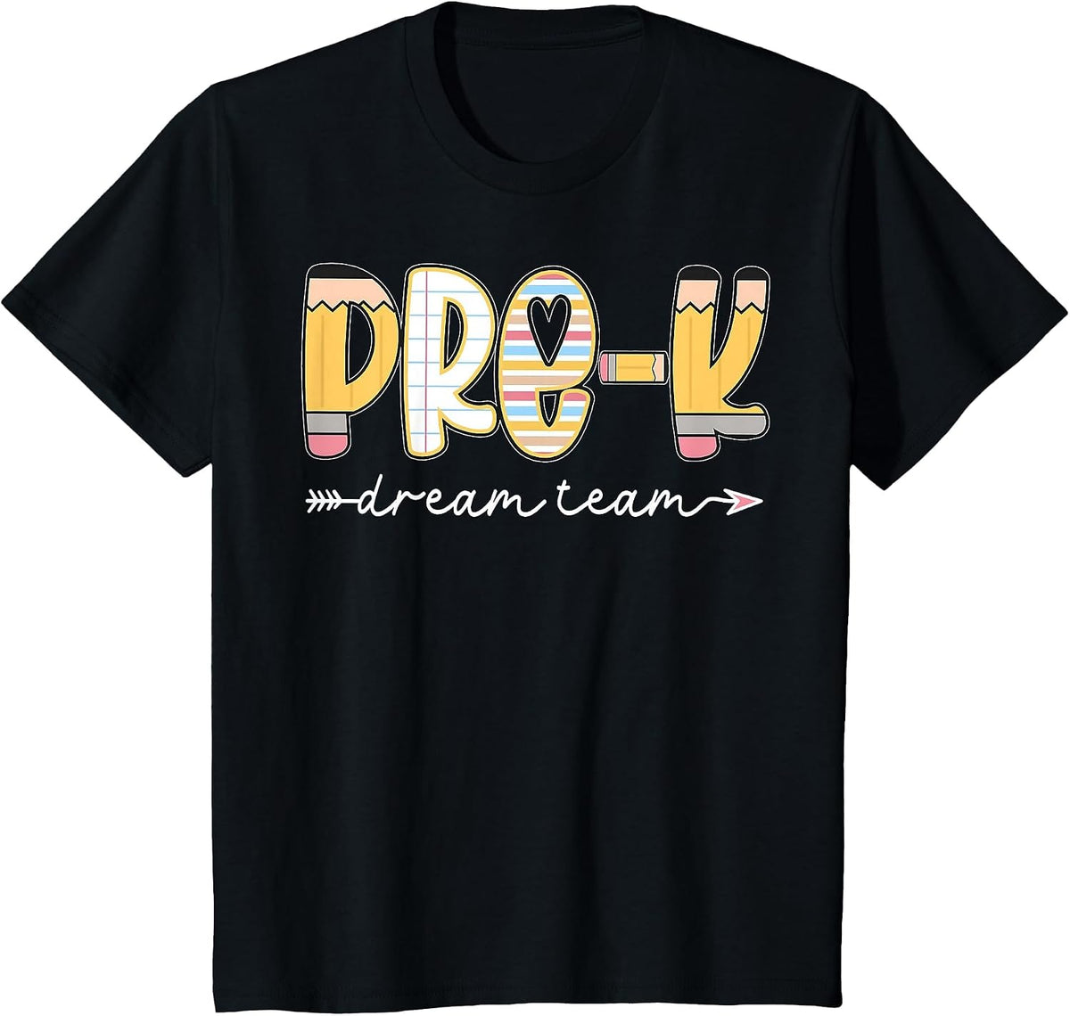 Pre-K Dream Team Back to School Preschool Teacher Kids T-Shirt - Black