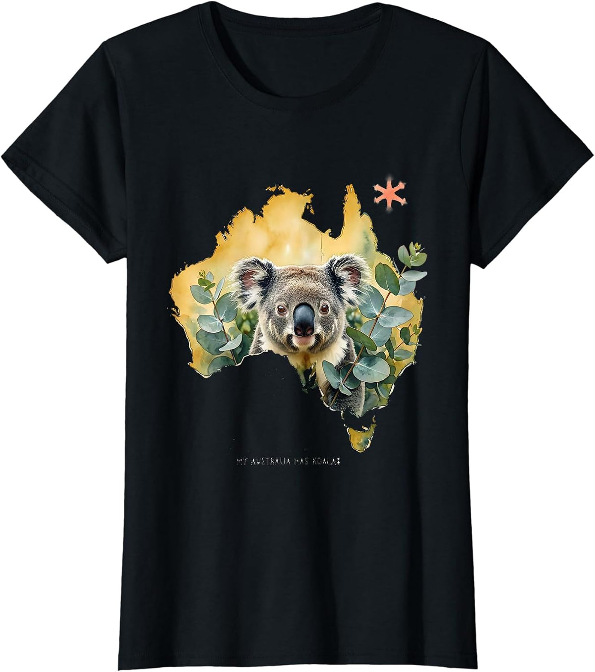 My Australia Has Koalas Watercolor Kangaroo Koala Animal T-Shirt - Black