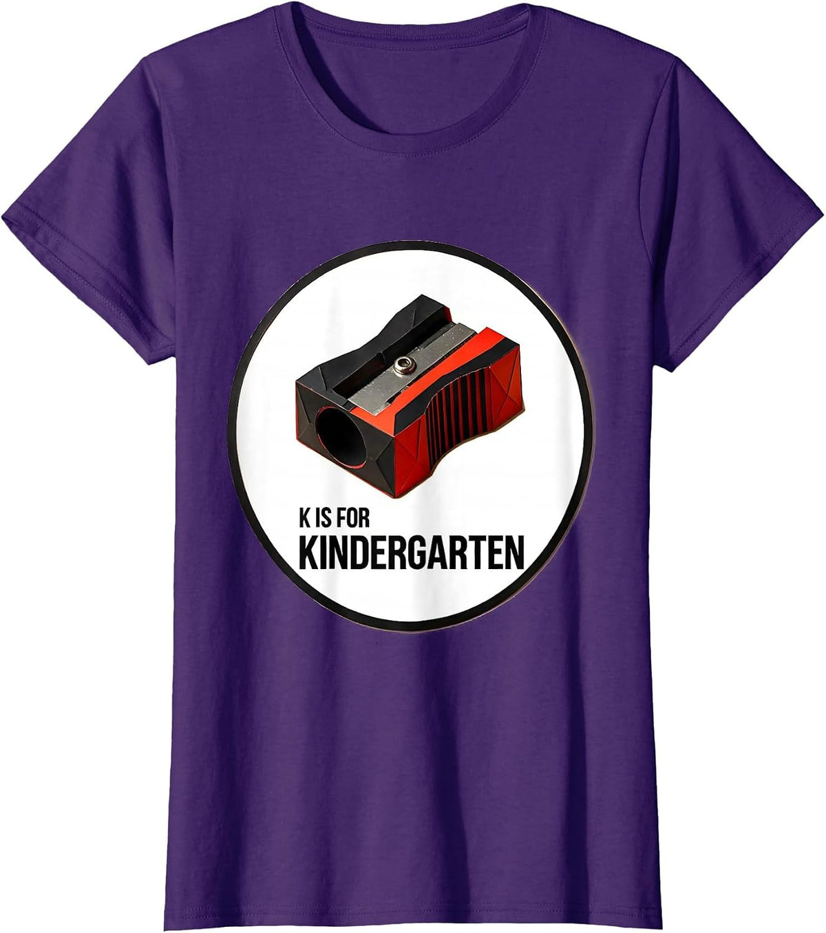 Women's K Is For Kindergarten Swiss International Teacher Back T-Shirt - Purple