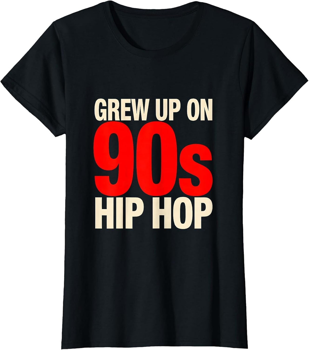Women's Grew Up On 90s Hip Hop Nostalgic Retro Rap Era T-Shirt - Black