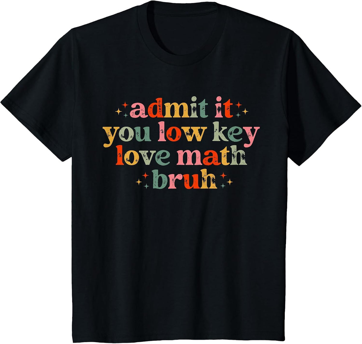 Admit It You Low Key Love Math Bruh Retro Math Teacher T-Shirt - Black