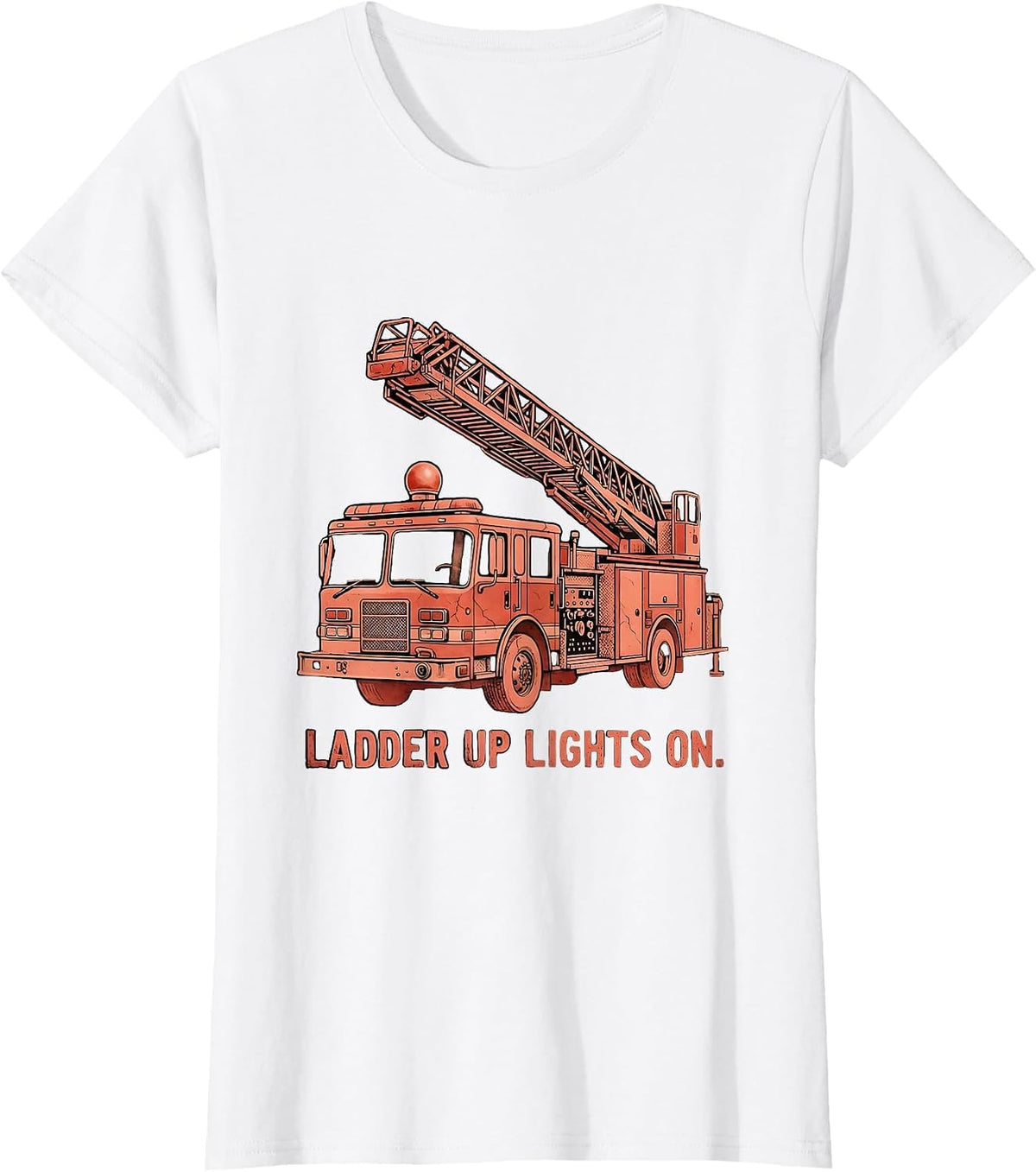 Ladder Up Lights On Firefighter Graphic Design T-Shirt - White