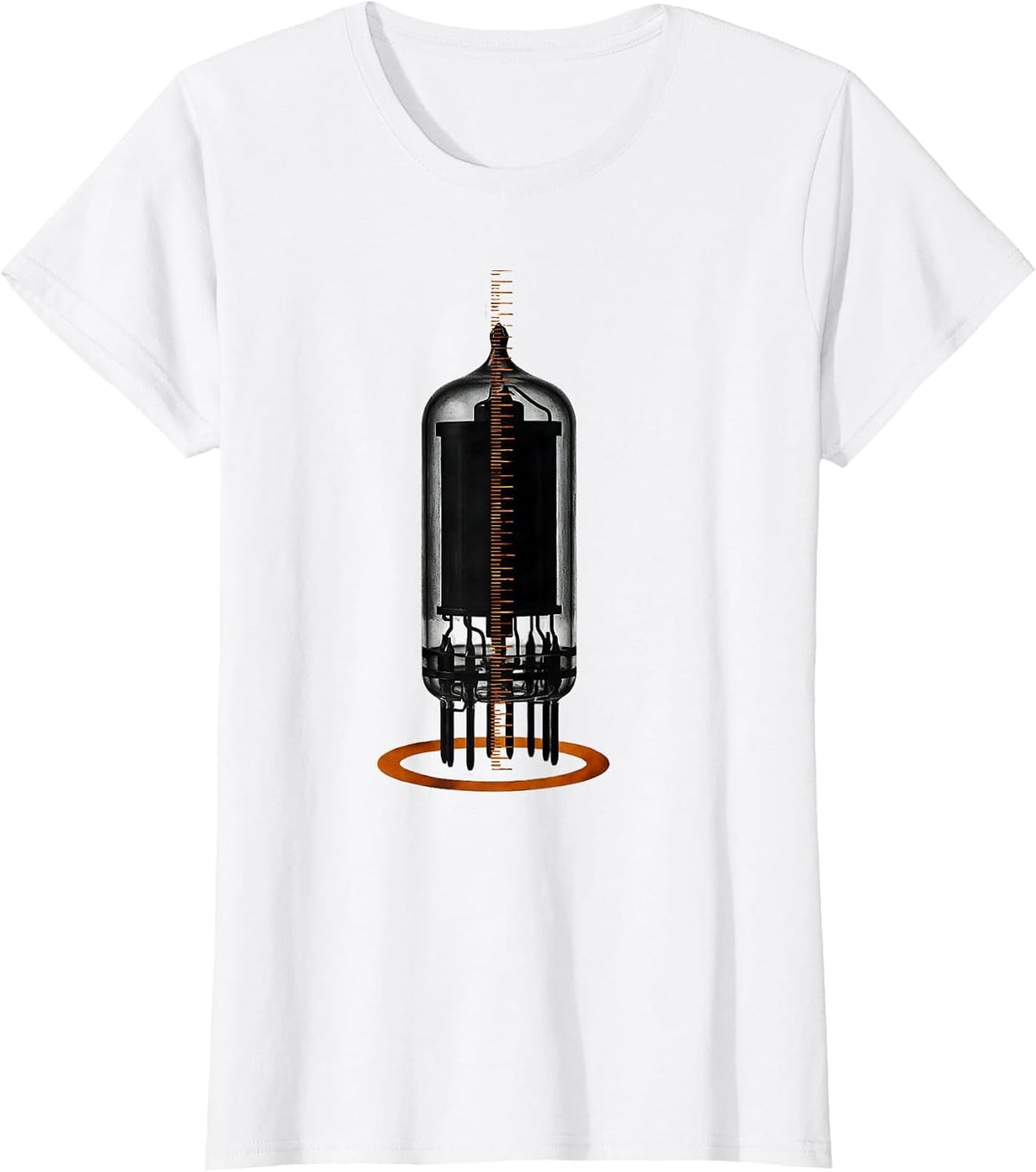 Vacuum Tube Silhouette Vintage Audio Enthusiast Minimalist T-Shirt - White