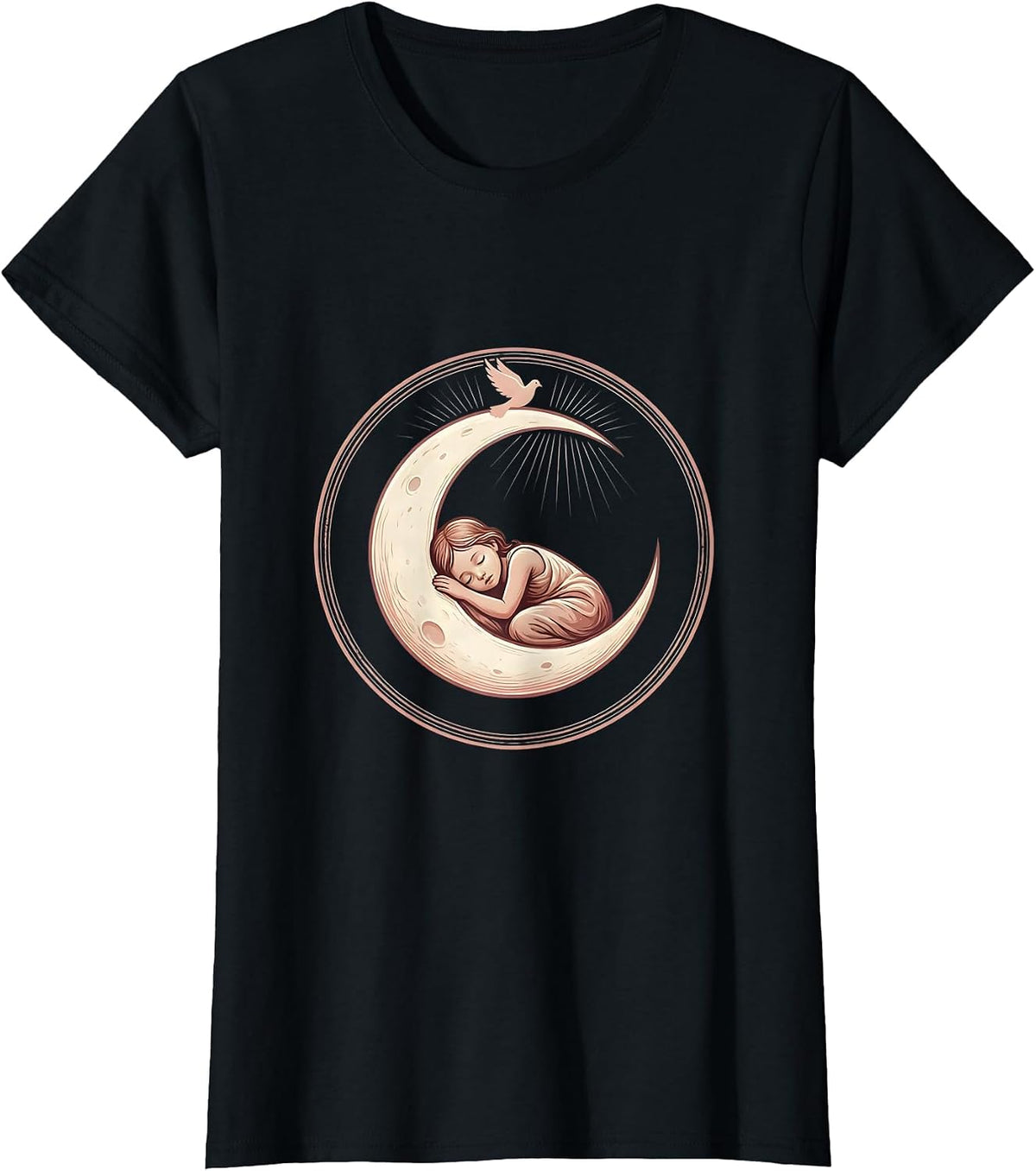 Crescent Moon Sleeping Figure Suicide Prevention T-Shirt - Black