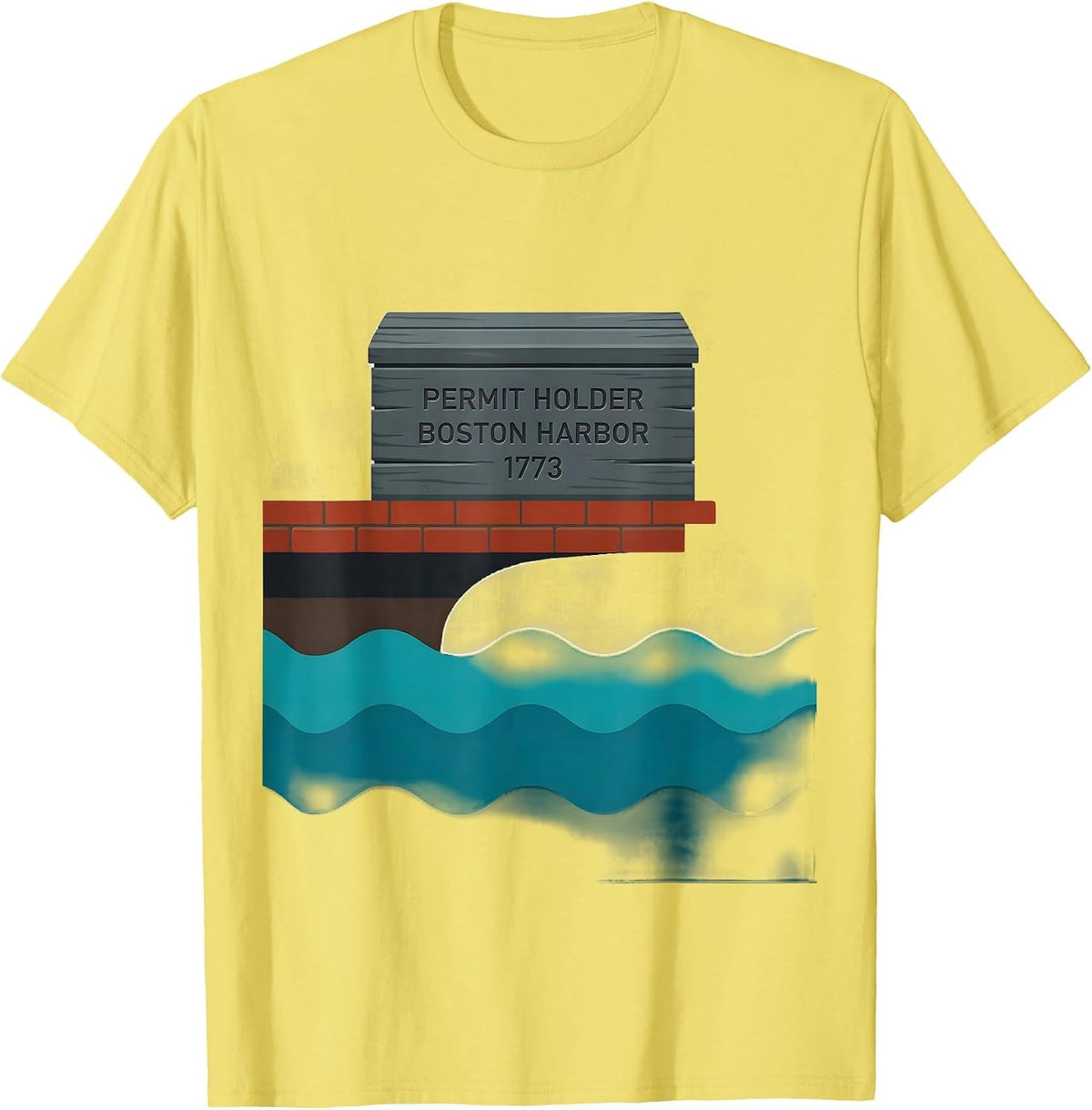 Men's Permit Holder Boston Harbor 1773 Funny History Teacher 4th T-Shirt - Lemon Yellow