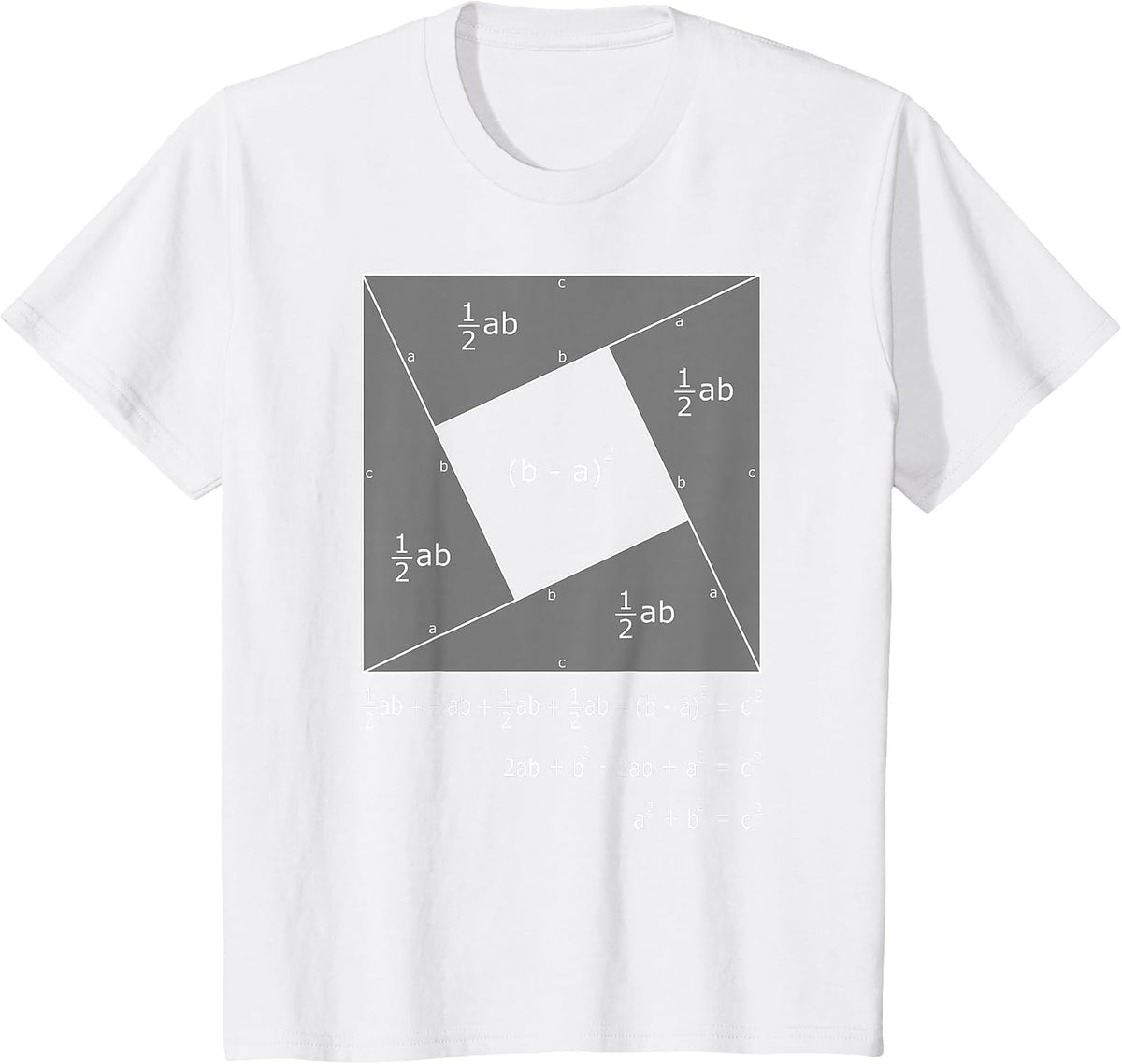 Pythagorean Theorem Algebraic Proof Math T-Shirt - White