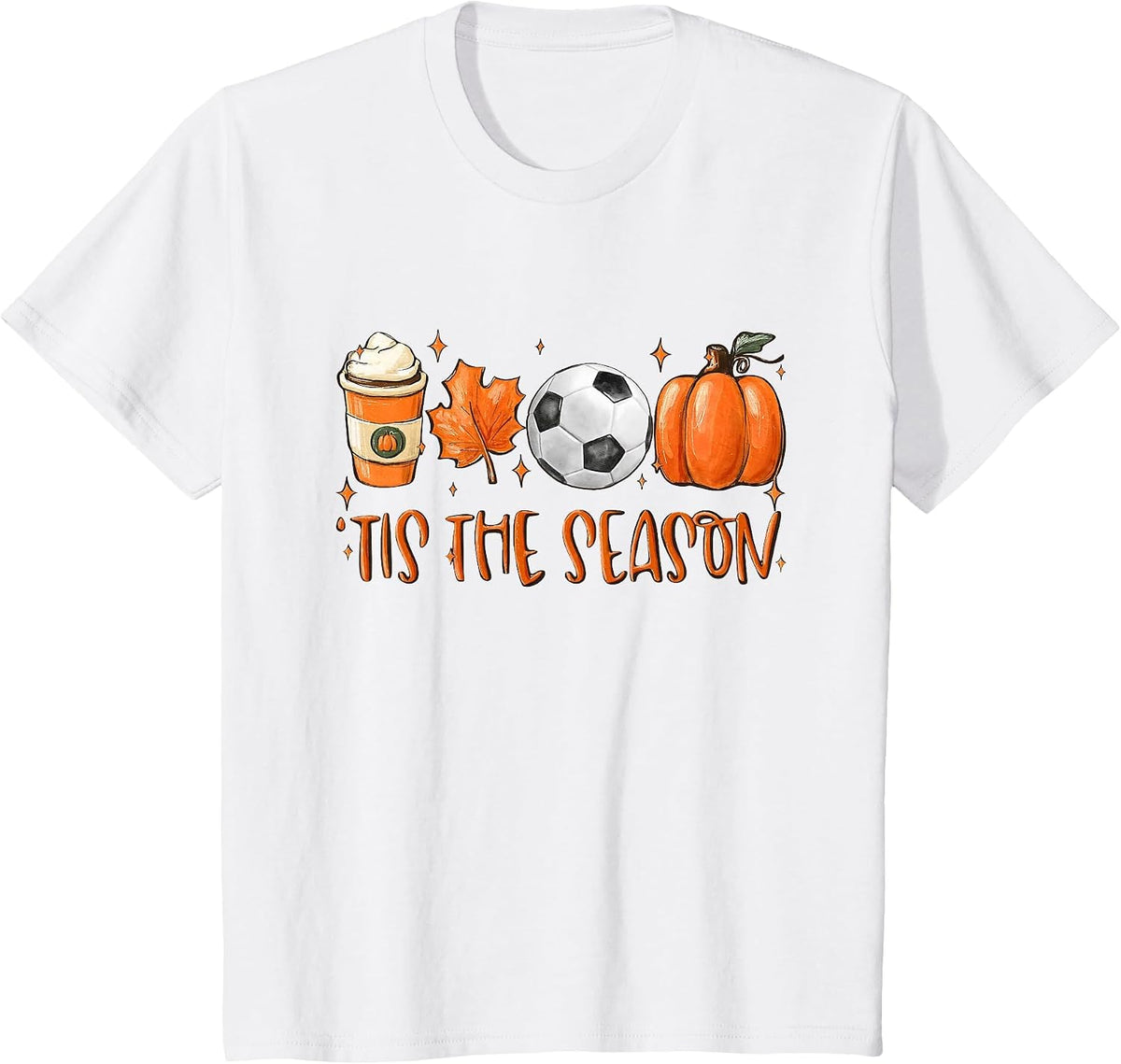 Tis The Season Fall Latte Pumpkin Spice Soccer Thanksgiving T-Shirt - White
