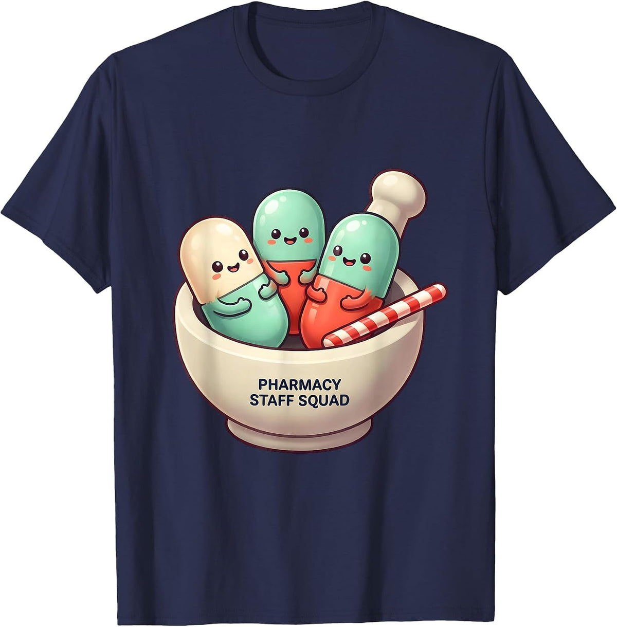 Pharmacy Staff Squad Cute Kawaii Pharmacy Technician T-Shirt - Navy Blue