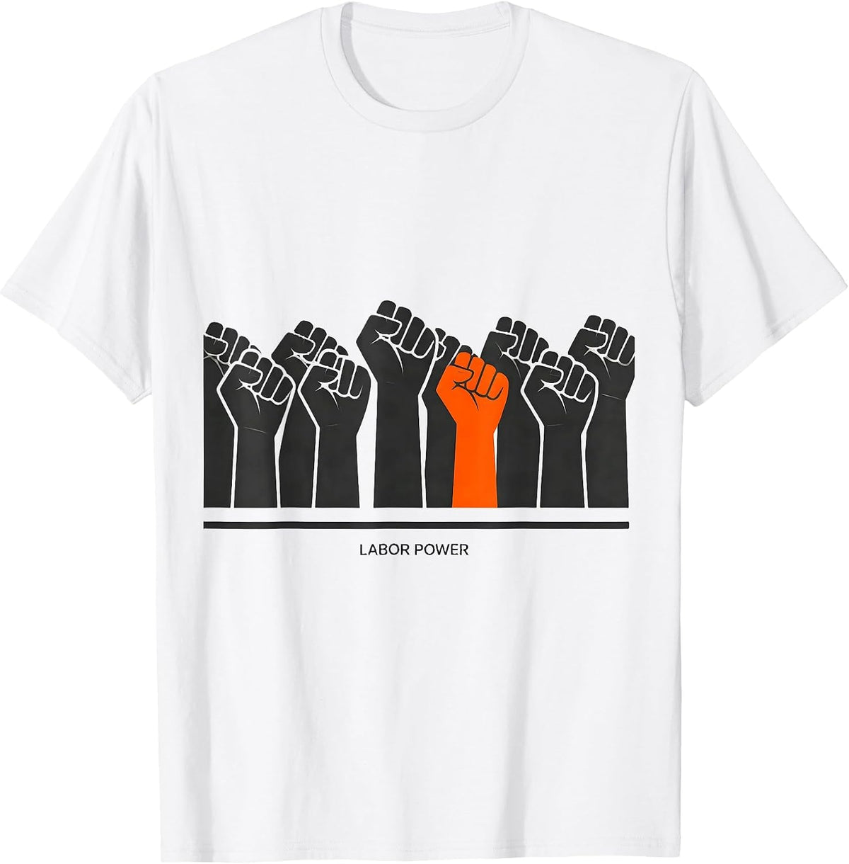 Men's Labor Power Minimalist Union Worker Solidarity Pride T-Shirt - White