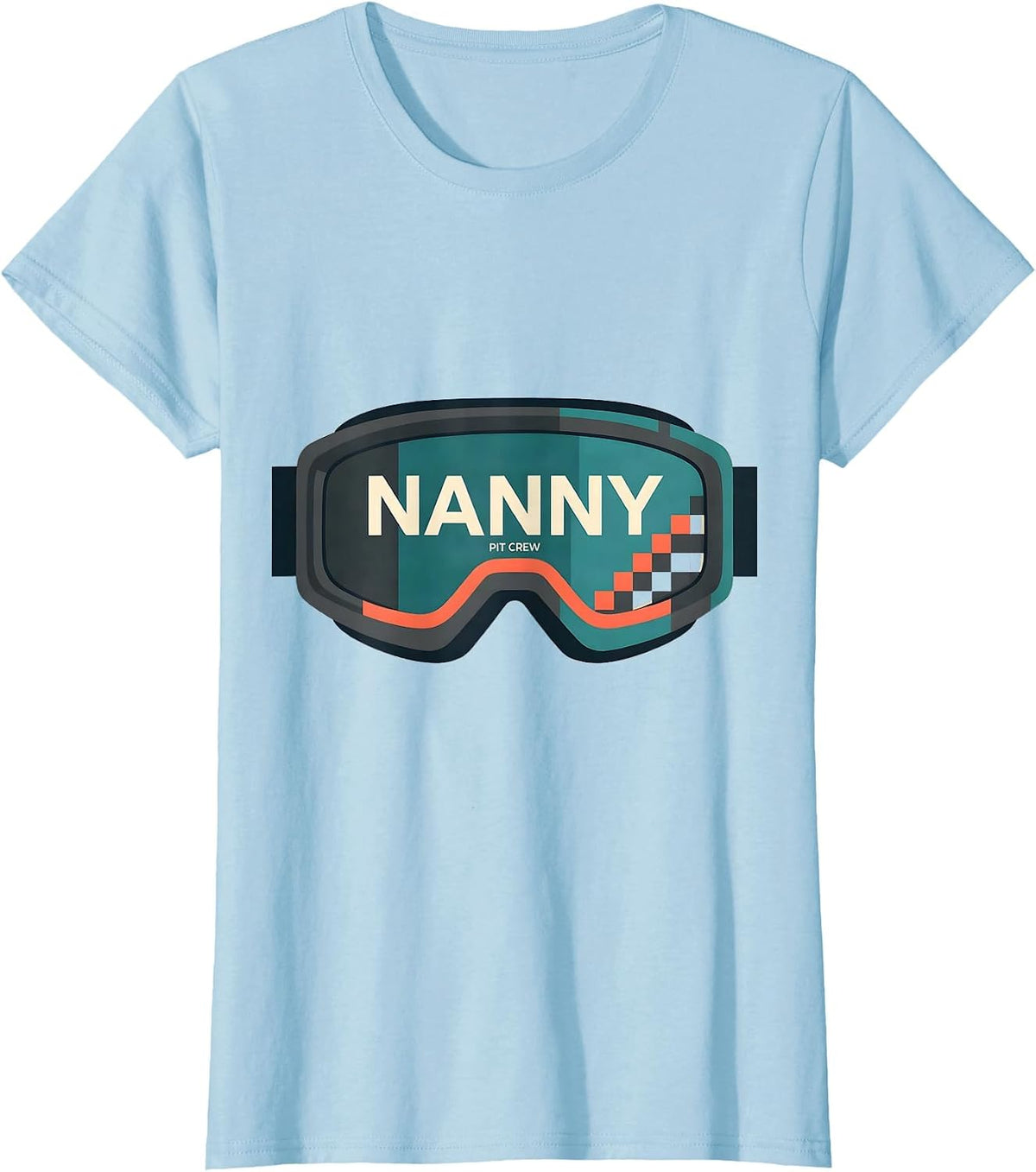 Nanny Pit Crew Midcentury Modern Race Car Birthday Family T-Shirt - Baby Blue