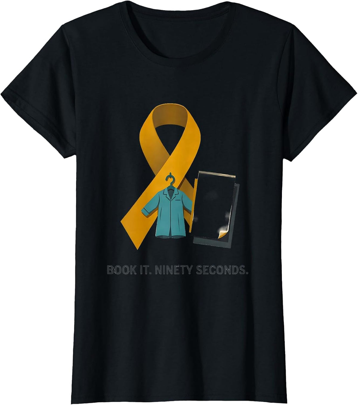 Women's Book It Ninety Seconds Midcentury Modern Mammography Tech T-Shirt - Black