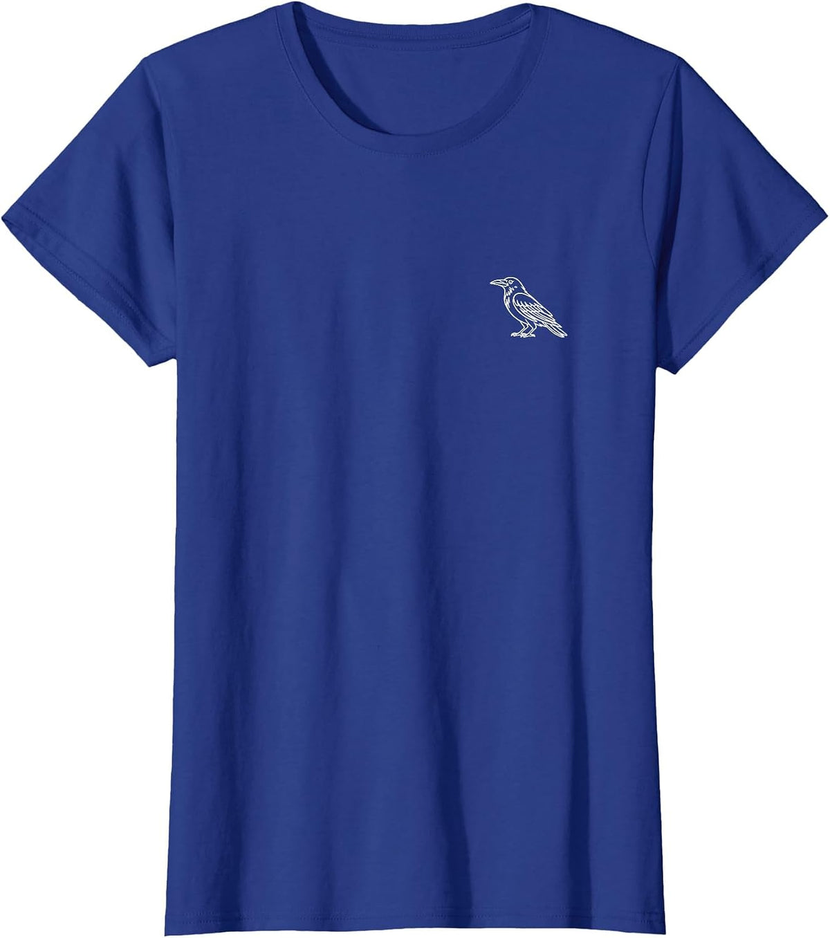 Crow Minimalist Badge Patch Line Art Animal T-Shirt - Royal Blue