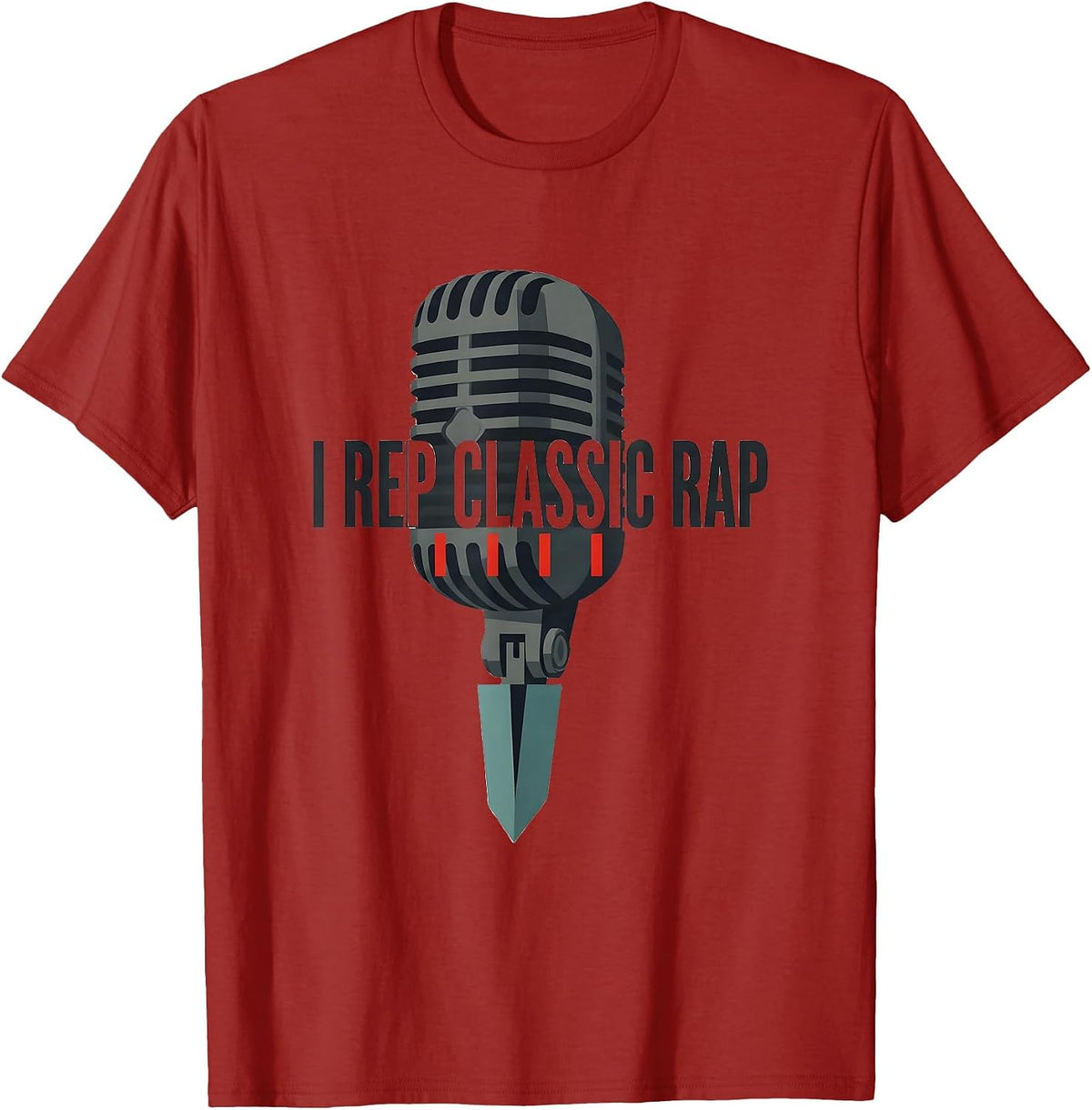 Men's I Rep Classic Rap Editorial Conceptual Hip Hop Nostalgia T-Shirt - Cranberry Red