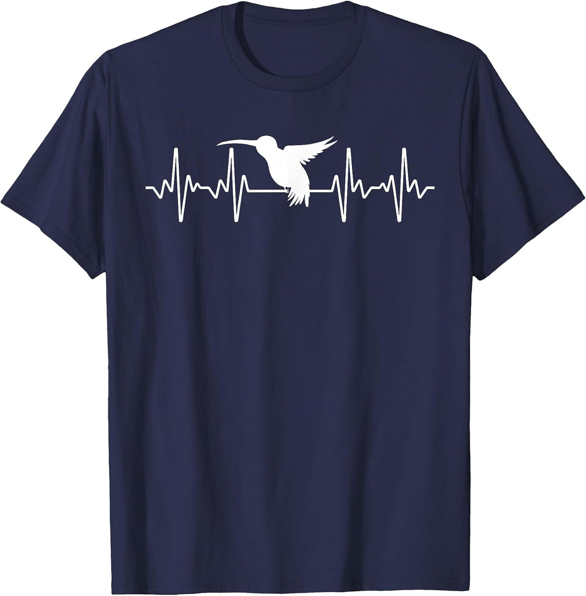 Cool Hummingbird for Men Women Heartbeat Bird Lover Birding T-Shirt - Navy Blue
