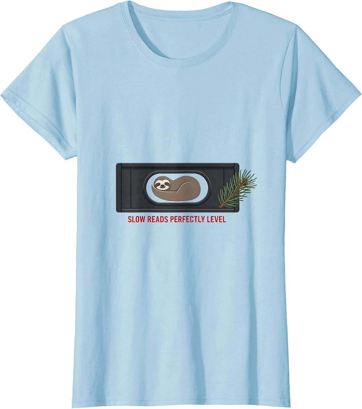Women's Slow Reads Perfectly Level Funny Sloth Lover Christmas T-Shirt - Baby Blue
