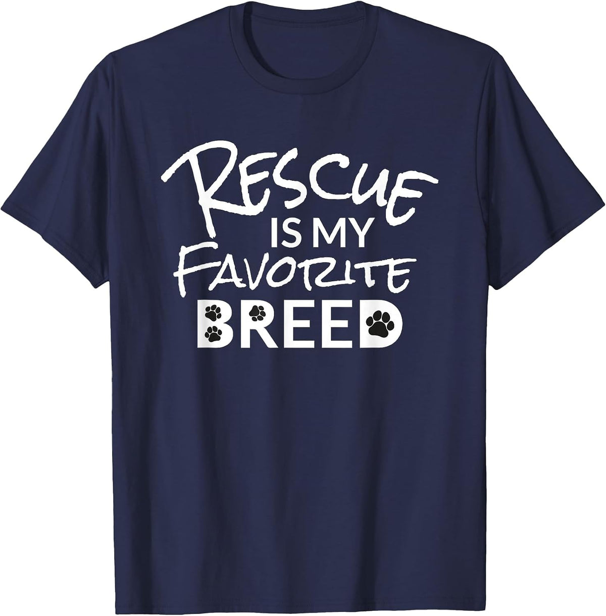 Rescue is My Favorite Breed Mutt Lovers T-Shirt - Navy Blue