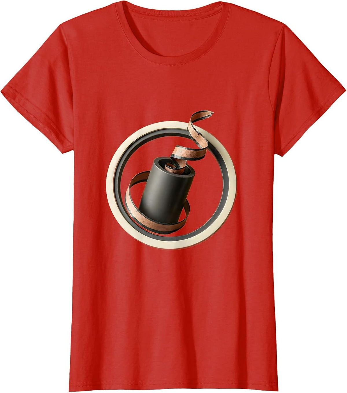 Pencil Sharpener Spiral Shavings Graphic Tee T-Shirt - Red