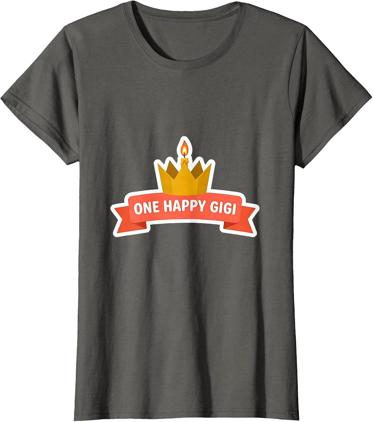 Women's One Happy Gigi Family Matching First Birthday Role Keepsake T-Shirt - Asphalt Grey