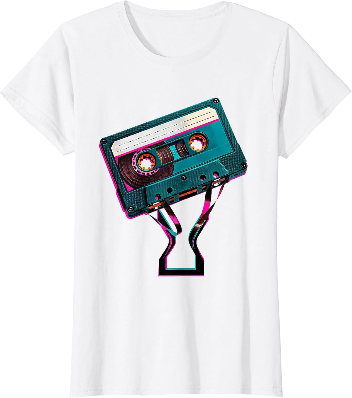 Geometric Cassette Retro Nostalgia 80s 90s T-Shirt - White