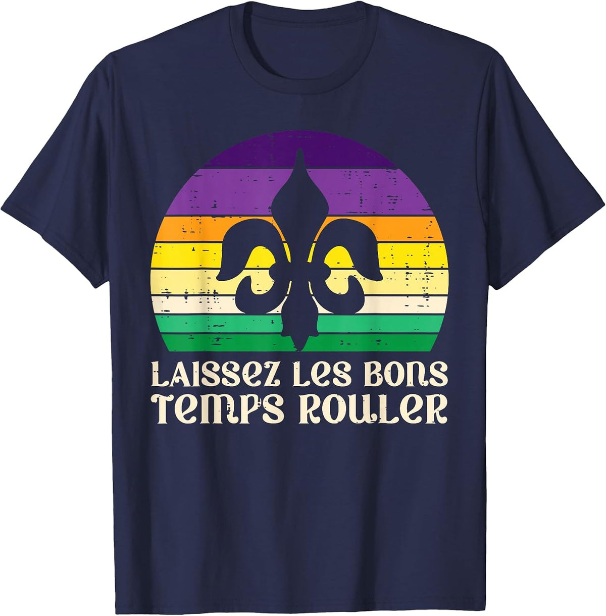 Laissez Les Bons Temps Rouler Fleur Lis Mardi Gras Women T-Shirt - Navy Blue
