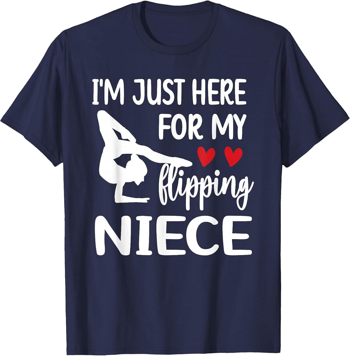 Here for My Niece Gymnastics Aunt Gymnast Auntie T-Shirt - Navy Blue