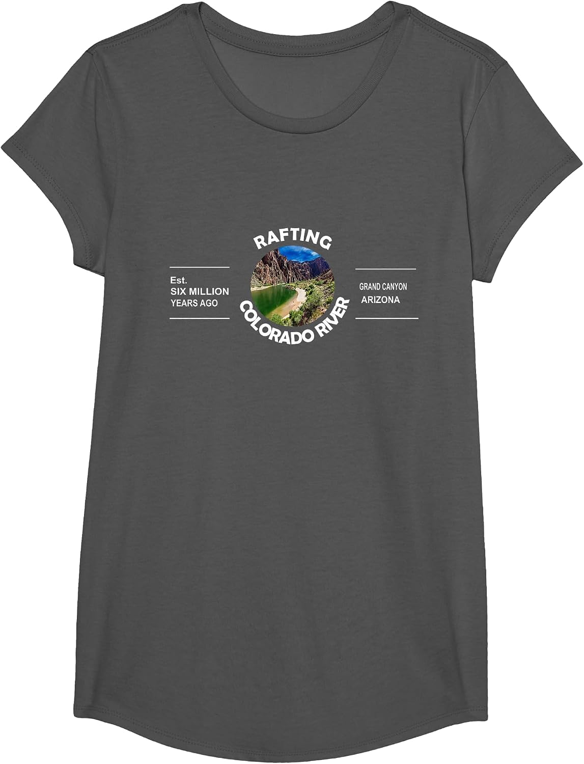 Rafting Colorado River Grand Canyon Arizona T-Shirt - Girls Asphalt Grey
