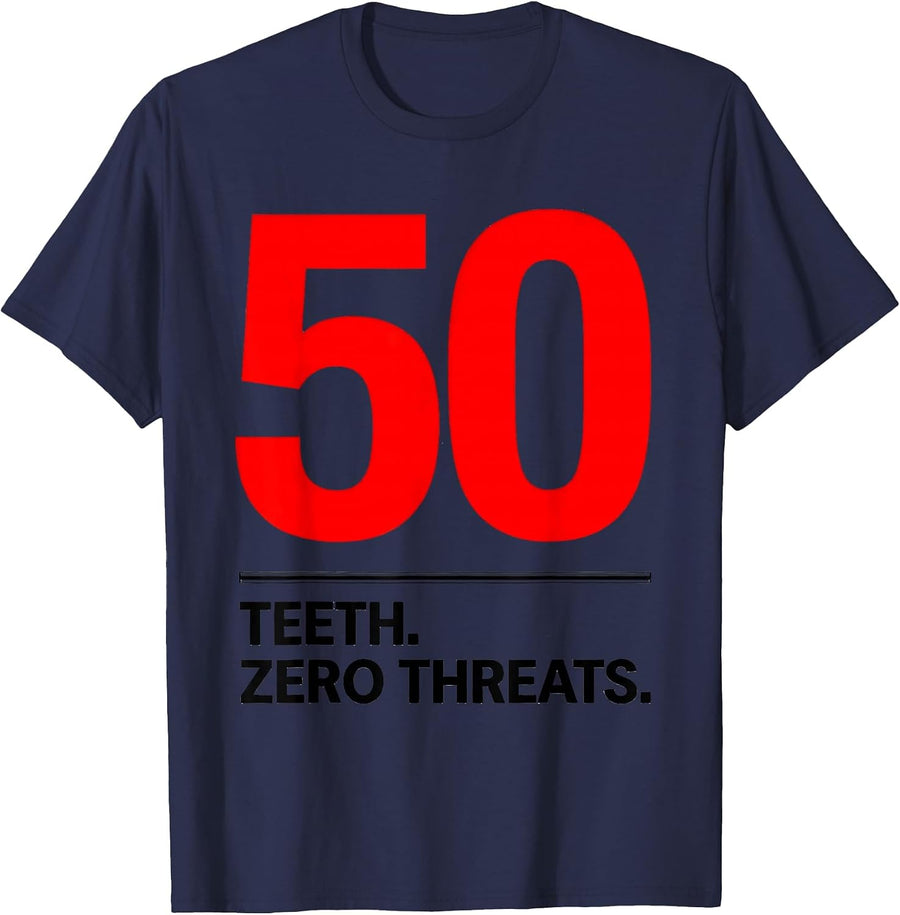 50 Teeth Zero Threats Funny Opossum Meme Graphic T-Shirt - Navy Blue
