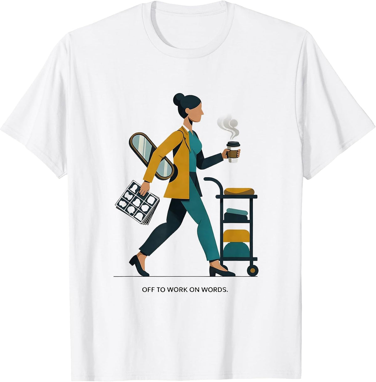 Men's Off To Work On Words Midcentury Modern Therapy Humor T-Shirt - White