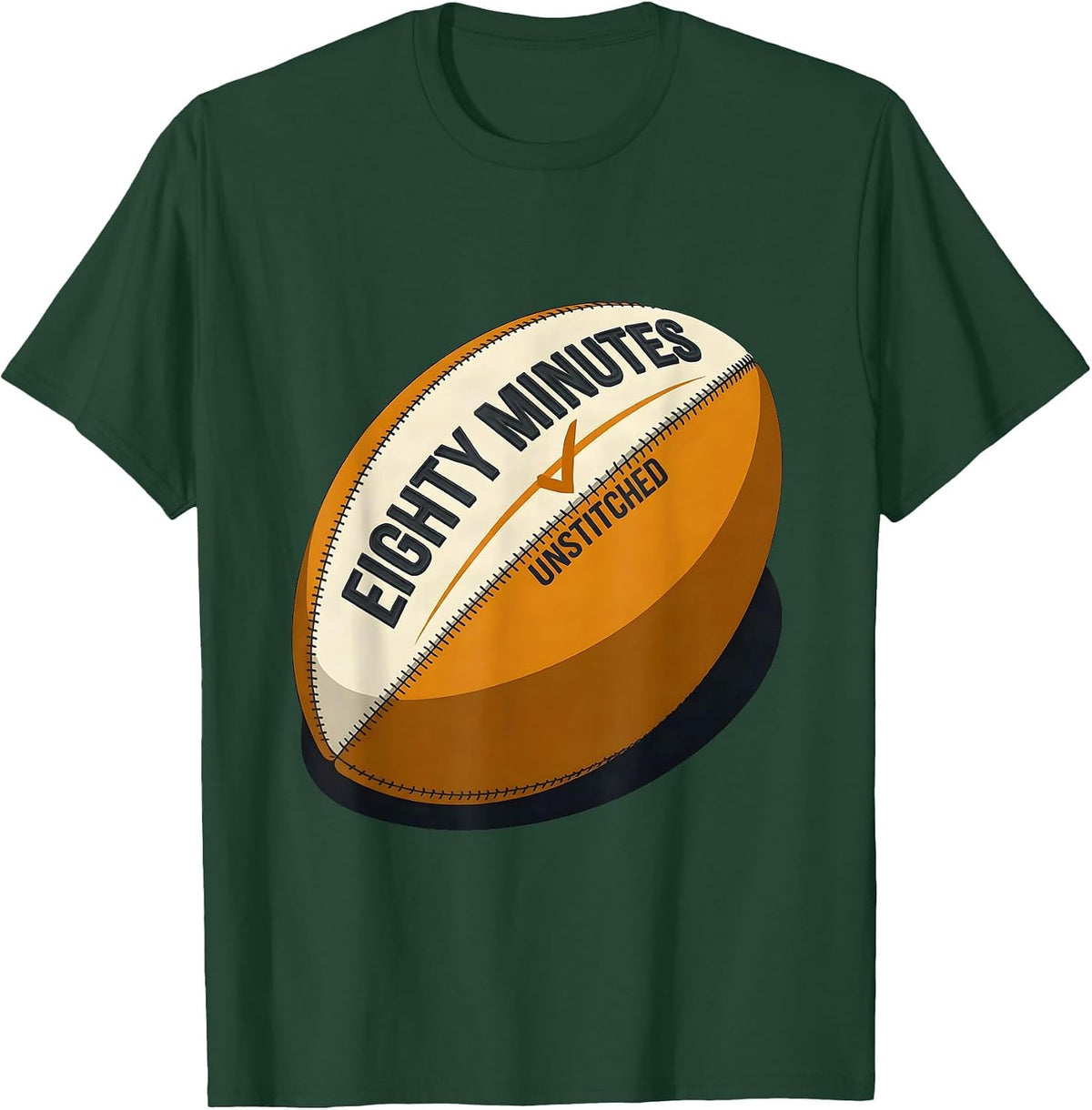 EIGHTY MINUTES UNSTITCHED Rugby Fan Kiwi Pride Supporter T-Shirt - Dark Green