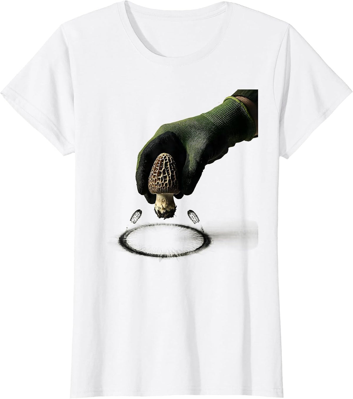 Morel Hunter Minimalist Mushroom Foraging Gift T-Shirt - White