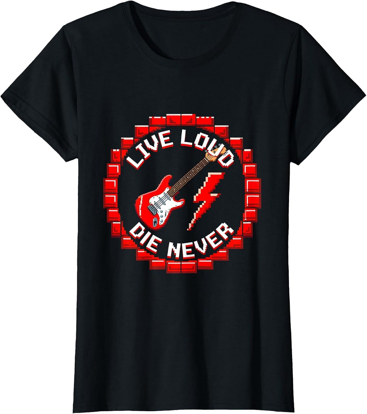 Live Loud Die Never Rock Band Graphic Design T-Shirt - Black