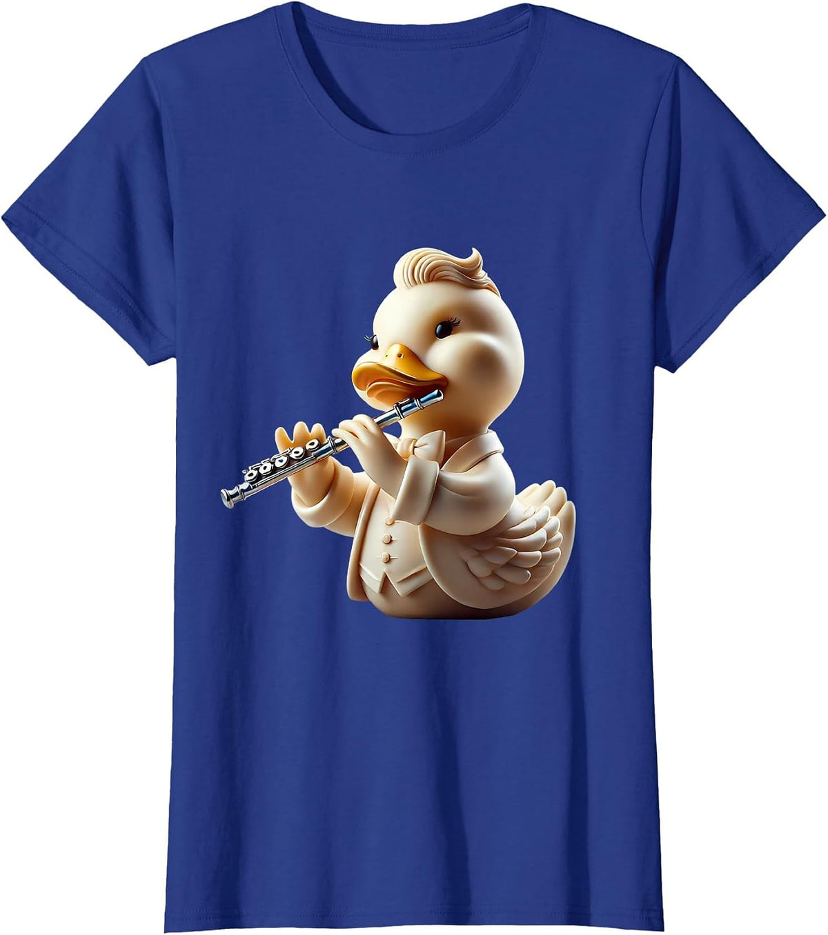 Rubber Duck Playing Flute Player Ducky Duckie T-Shirt - Royal Blue