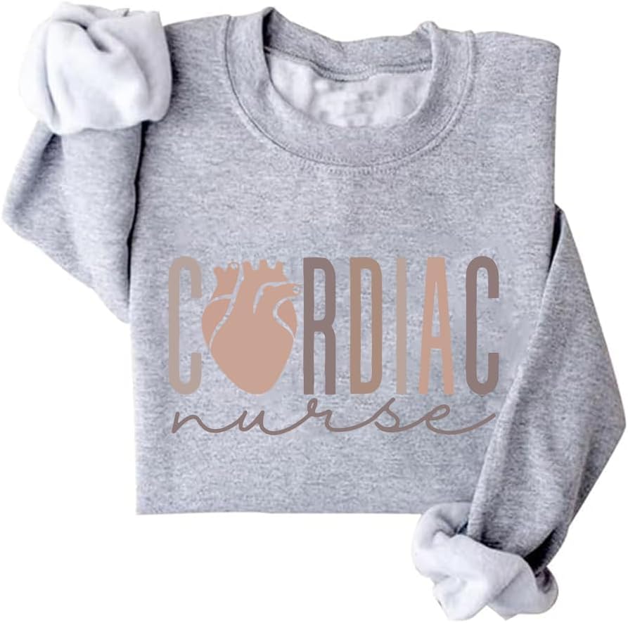 Cardiac Nurse Sweatshirt，Cardiovascular Nurse Sweatshirt，Heart Nurse Crewneck - Grey