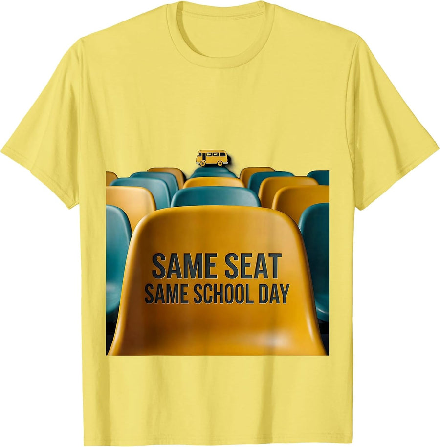 Men's Same Seat, Same School Day Funny School Bus Driver Gift T-Shirt - Lemon Yellow