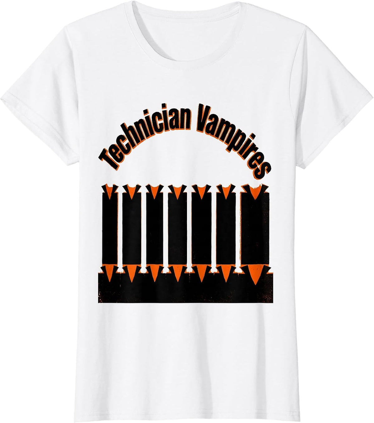 Women's Technician Vampires Brutalist Graphic Pharmacy Tech T-Shirt - White