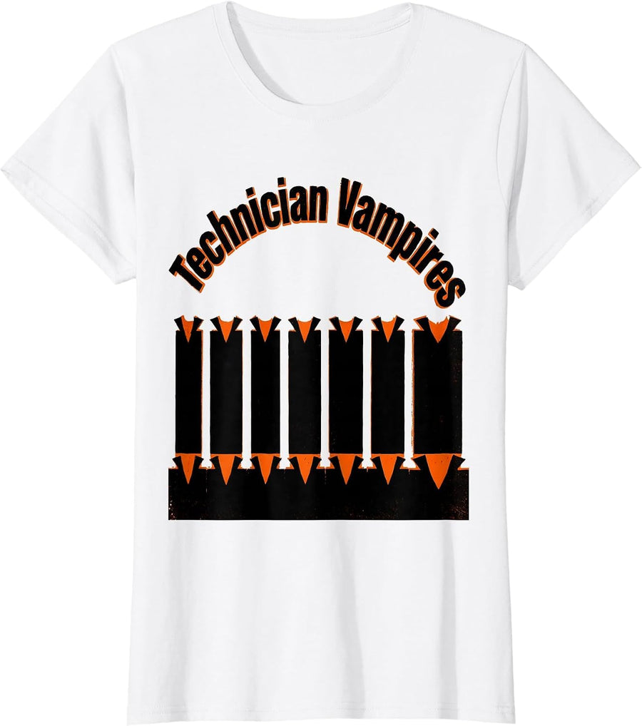 Women's Technician Vampires Brutalist Graphic Pharmacy Tech T-Shirt - White