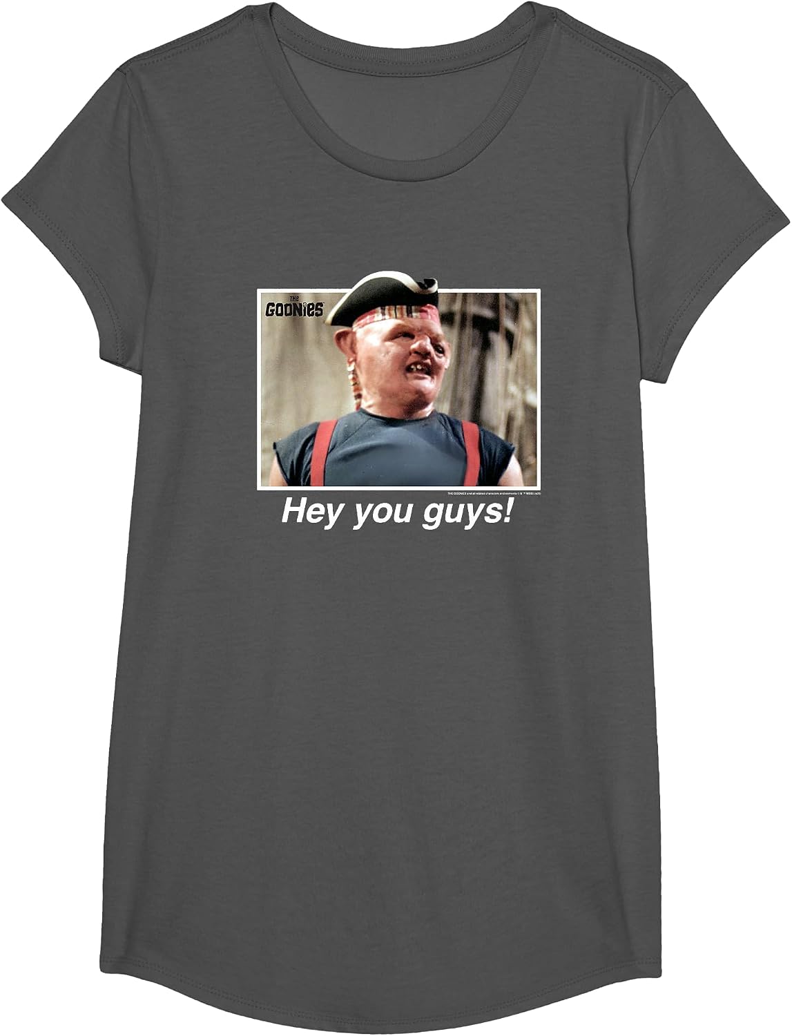 The Goonies Sloth Hey You Guys Quote T-Shirt - Girls Asphalt Grey